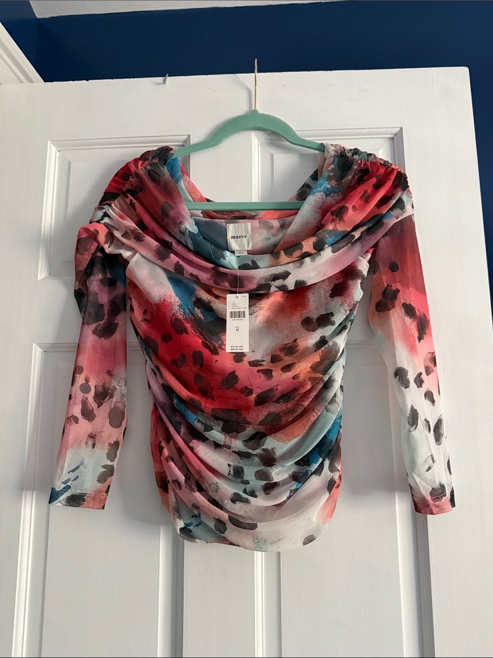 Maeve Multicolor Draped Off-Shoulder Blouse